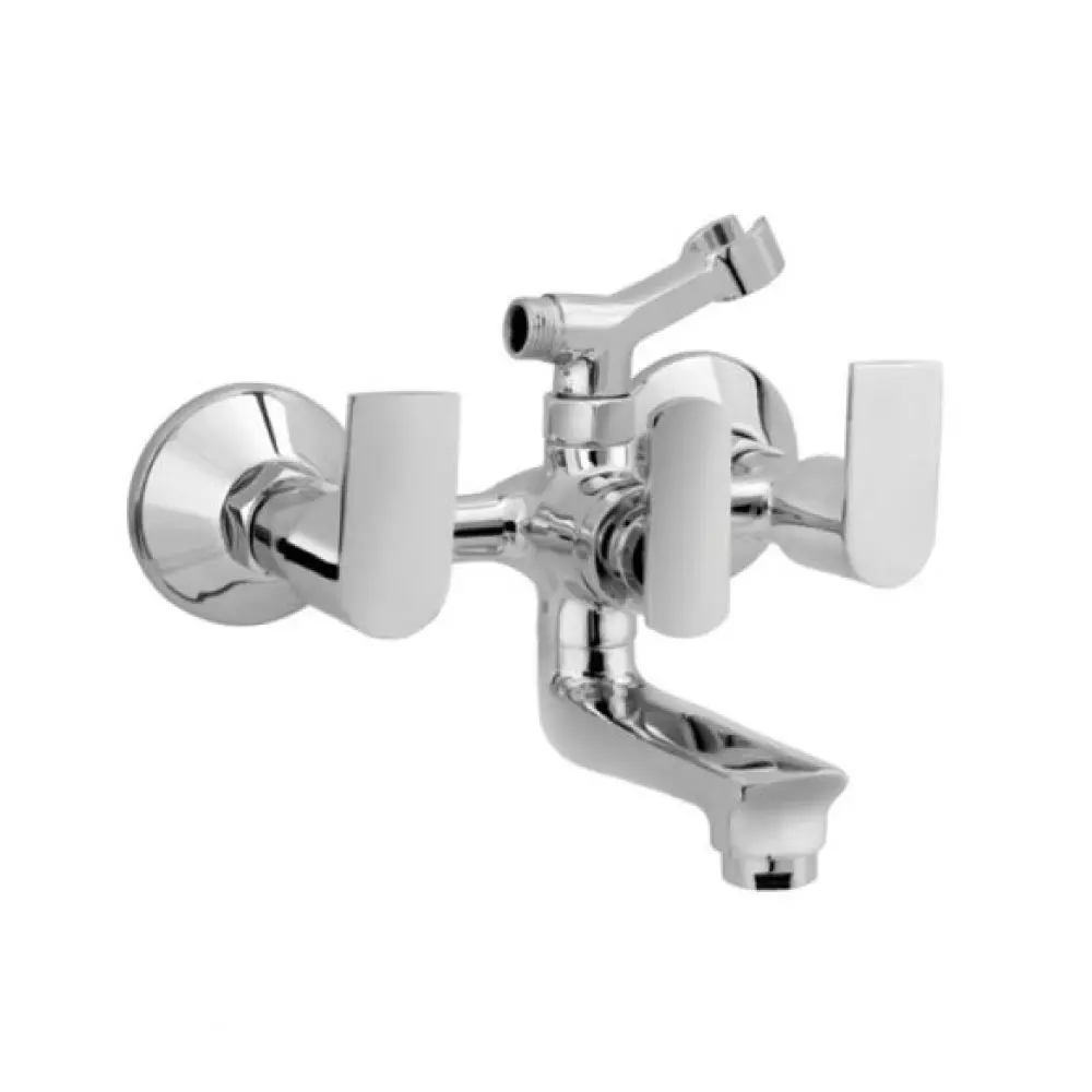 Somany Wall Mixer with Telephonic Arrangement and Crutch Signature Collection Rime Series Chrome Finish Wall Mount, 272200710021