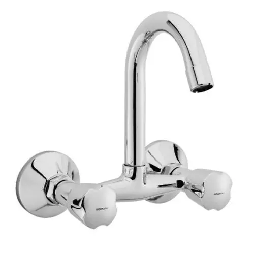 Somany Sink Mixer with Swinging Spout Signature Collection Ether Series Chrome Finish Wall Mount, 272200150061