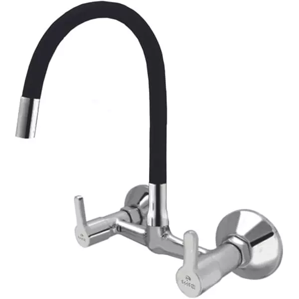 Somany Sink Mixer with Flexible Spout Black Color Signature Collection Hemel Series Chrome Finish Deck Mount, 272201250091