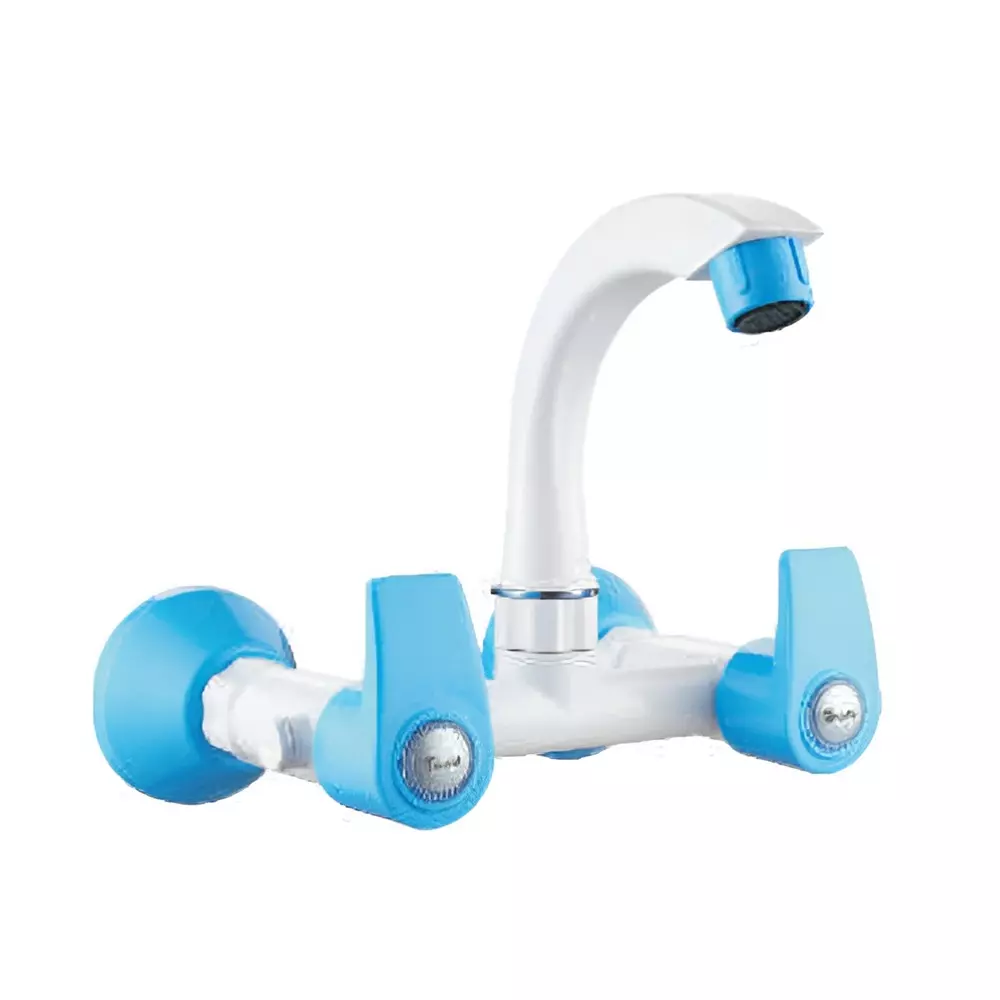 TRIJAL Silver Sink Mixer with Flange White, Blue, SLV-113