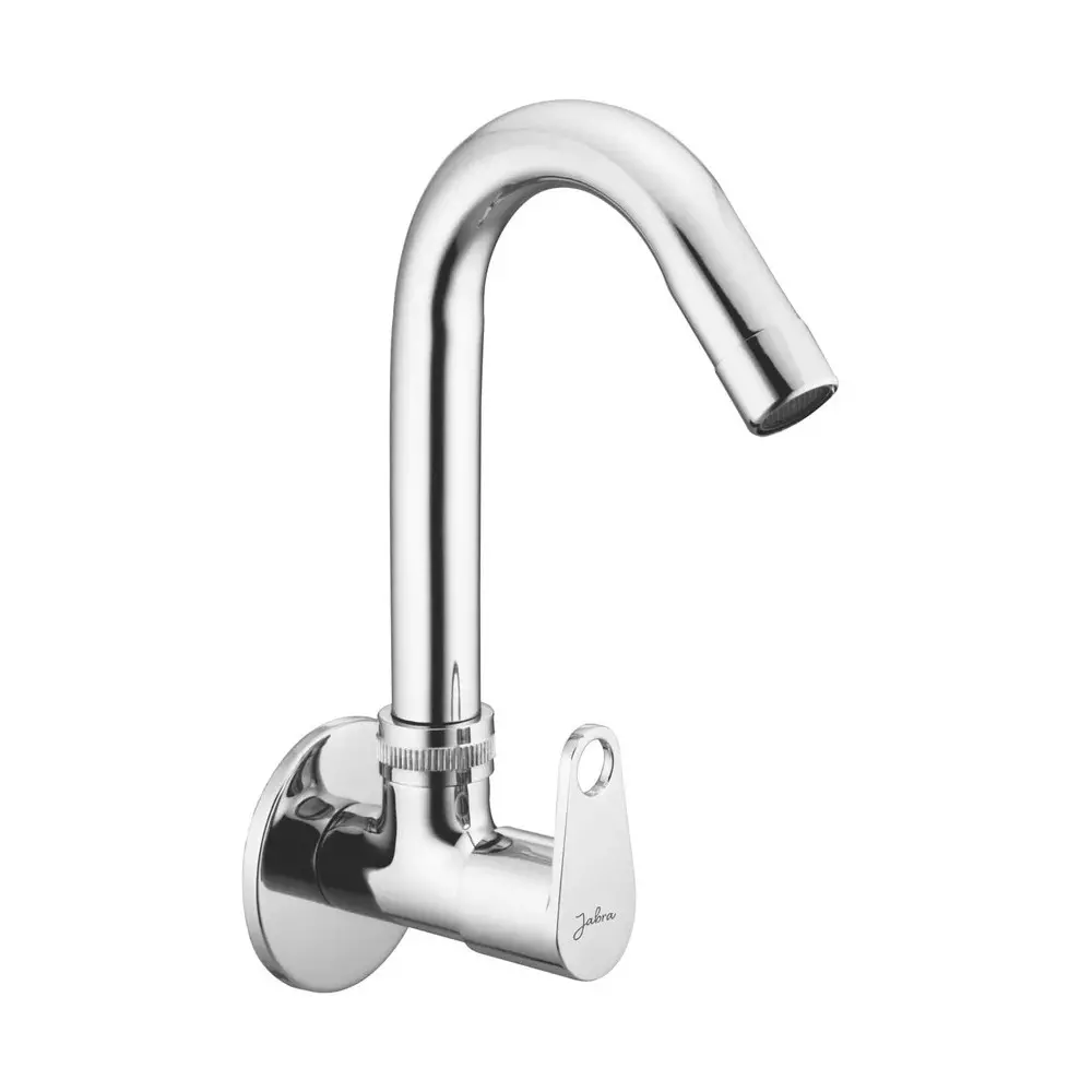 Jabra Sink Cock (L) Sky Series Brass Chrome Finish Wall Mount Silver