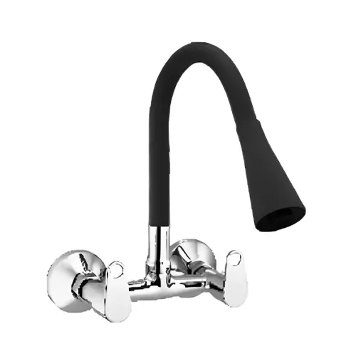 Jabra Dual Flow Sink Mixer Sky Series Brass Chrome Finish Wall Mount Black