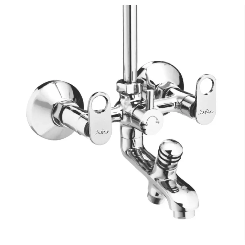 Jabra 3 in 1 Wall Mixer With L-Bend Prime Series Brass Chrome Finish Wall Mount Silver