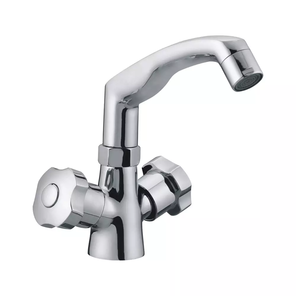 PLATO VALURA Series Centre Hole Basin Mixer Deck Mount Silver, V-010 LT