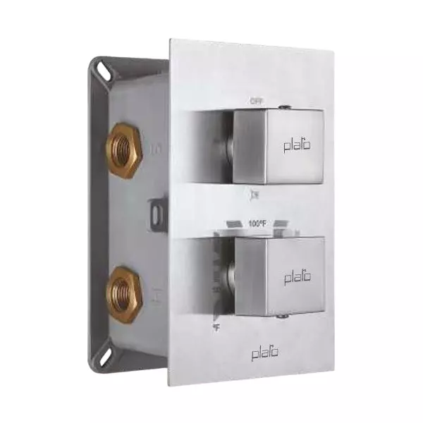 PLATO Concealed Thermostatic Divertor with I-Box Complete Set Wall Mount Silver, THD 210