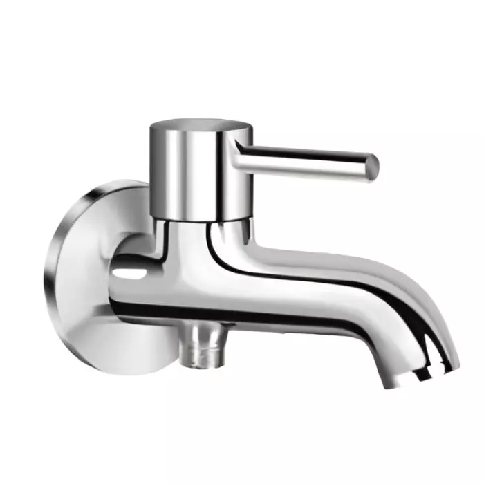 CASLLA Bib Cock Two in One with Wall Flange Cobalt Series Brass Chrome Finish Silver, CAT-CHR-922318