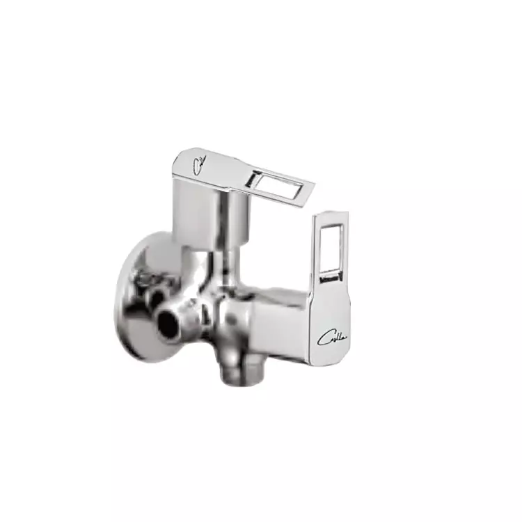 CASLLA Angle Valve Two in One with Wall Flange Cozi Series Brass Chrome Finish Silver, CZ-CHR-762318