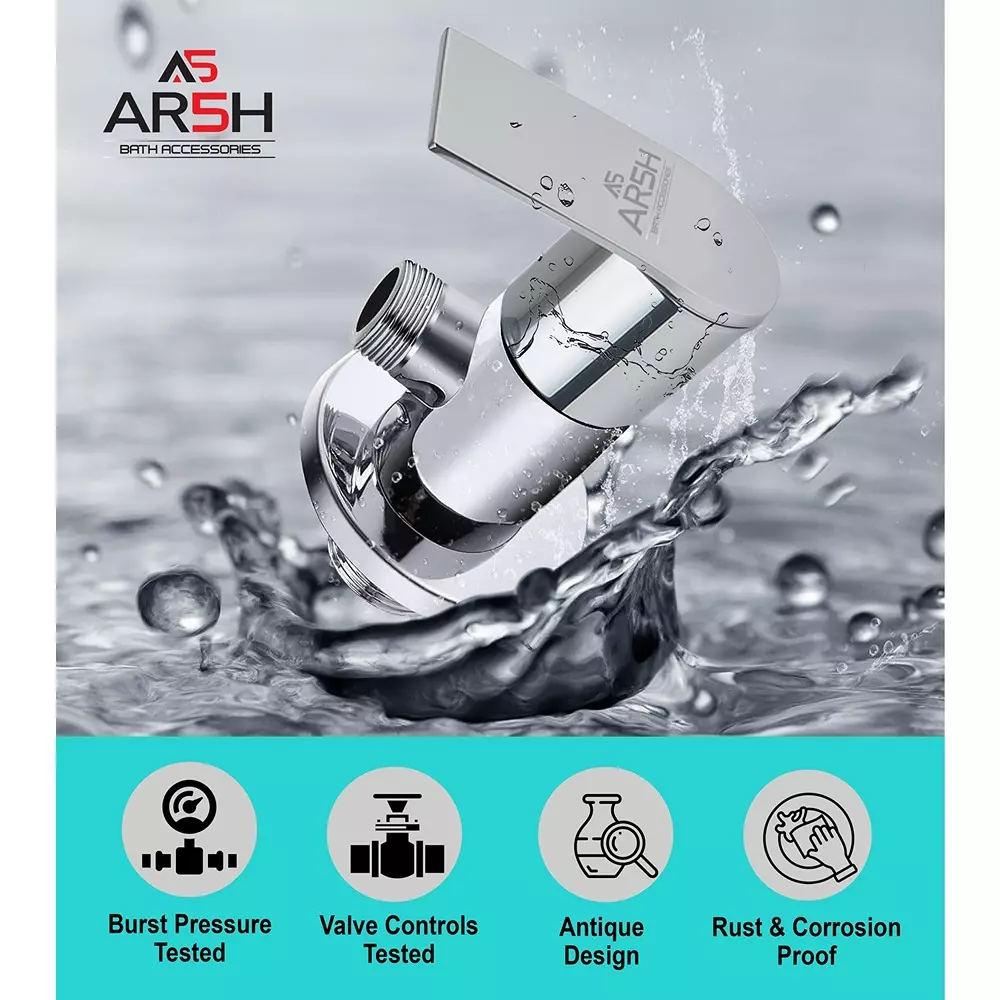 AR5H Angle Valve + Bib Tap Brass Chrome Finish Wall Mounted, A/C+B/C