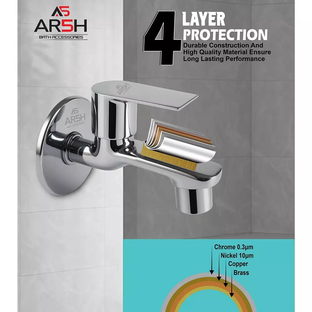 AR5H Angle Valve + Bib Tap Brass Chrome Finish Wall Mounted, A/C+B/C