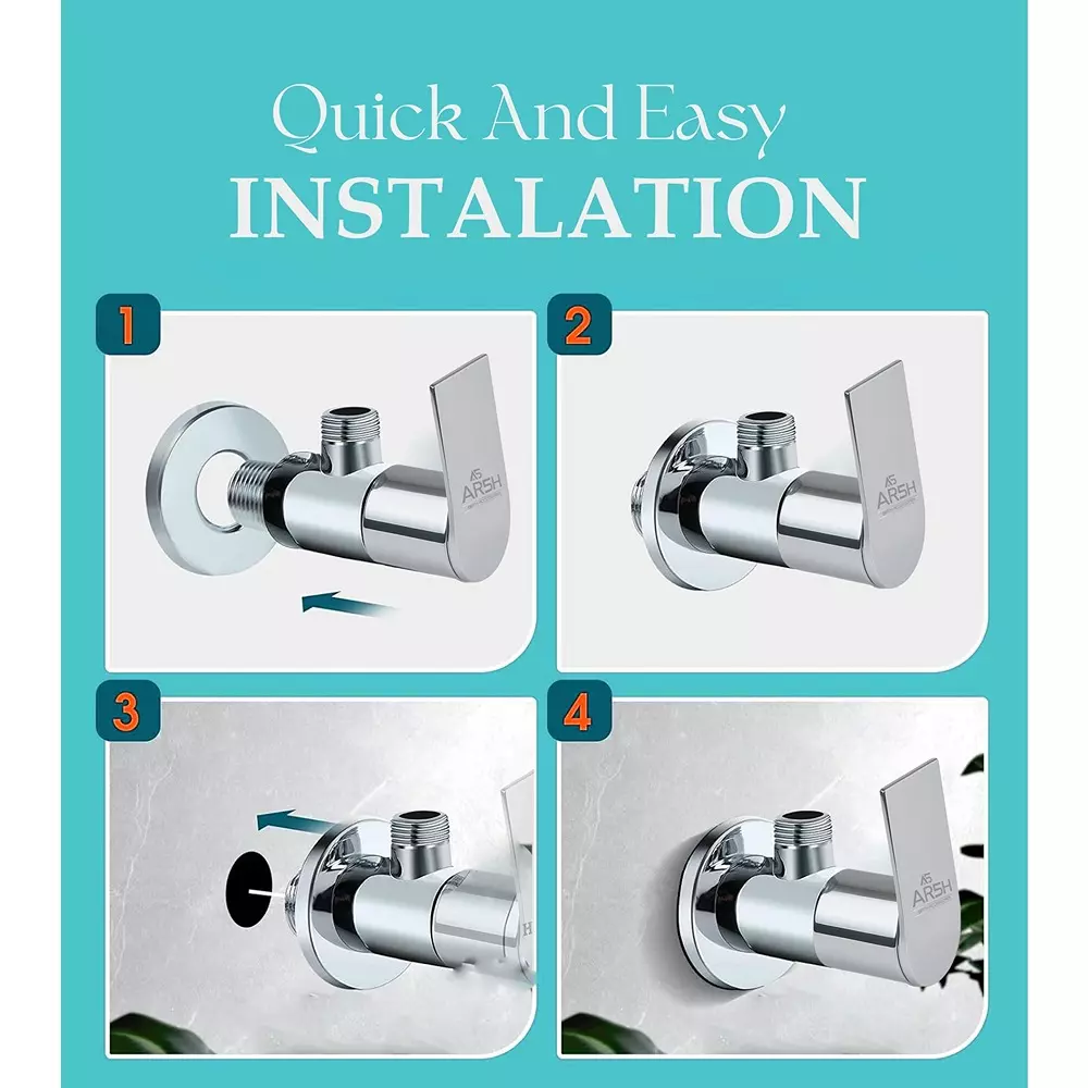 AR5H Angle Valve + Bib Tap Brass Chrome Finish Wall Mounted, A/C+B/C