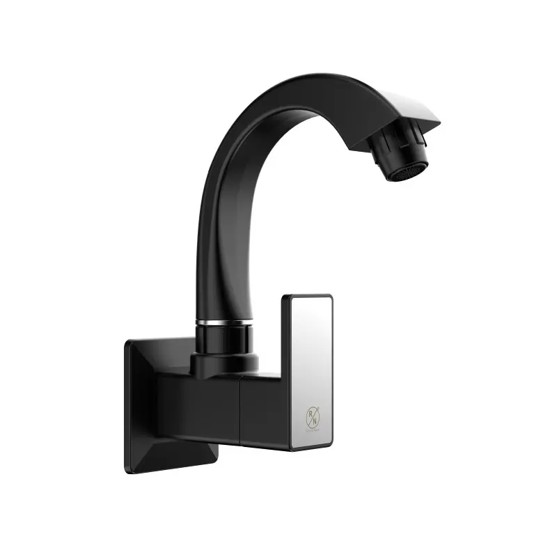 RN PTMT Sink Tap Wall Mounted 3/4 Inch (20 mm) Size Black for Kitchen & Bathroom Use