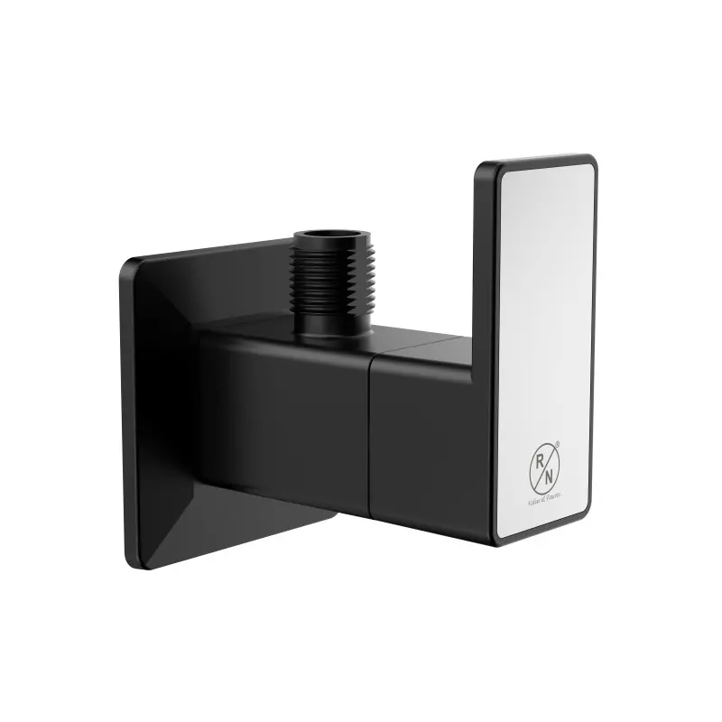 RN PTMT Angle Tap With Flange 3/4 Inch (20 mm) Size Black for Kitchen & Bathroom Use