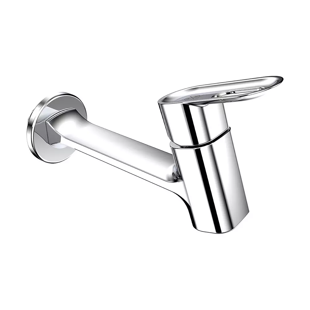 RN Extra Long Nose Bib Tap With Flange Chrome Plated 1/2 Inch (15 mm) Size for Bathroom & Toilets Use, RNAMA24G03