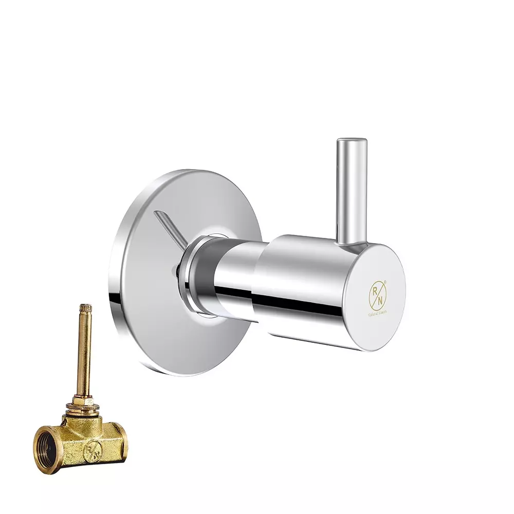 RN Rose Pro Chrome Plated Collection Expose & Concealed Stop Tap Kit Wall Mounted 3/4 Inch (20 mm) Size