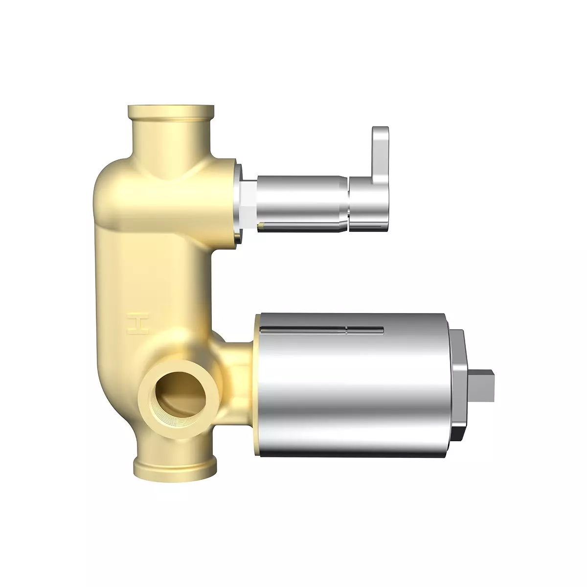 RN 2 Inlet & 2 Outlet Ultra Hi Flow Concealed Tap Diverter Body Golden & Silver 4 Way 1/2 Inch (15 mm) Size Brass & Steel for Bathroom & Toilets Use, RNCON30G36