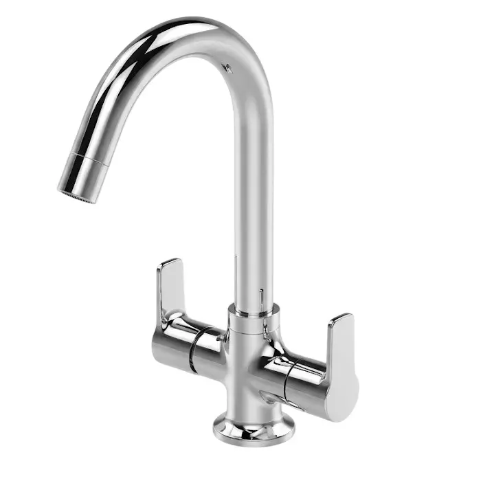 IVAS Elanza Sink Mixer Tap with Swivel Spout Table Mounted Chrome Finish Silver 150 mm Size for Kitchen Use, IM12009395