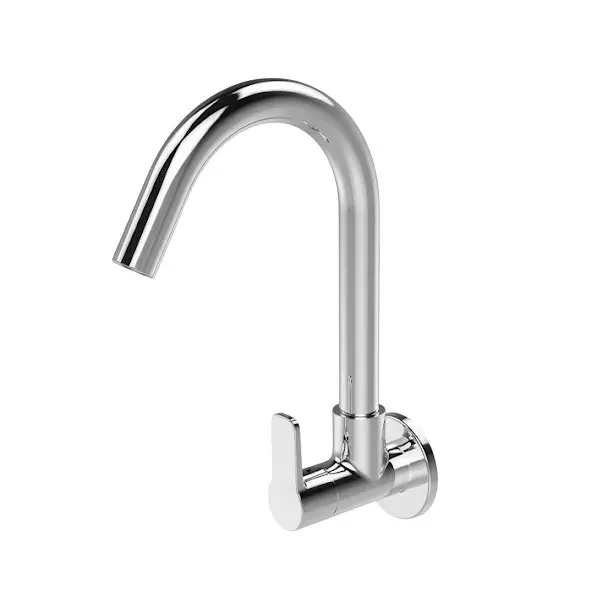 IVAS Elanza Sink Tap with Swivel Spout Wall Mounted Chrome Finish Silver 150 mm Size for Kitchen Use, IM12008826