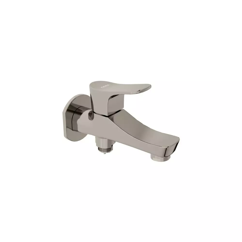 CERA Perla 2 - Way Bib Tap With Single Handle & Wall Flange Graphite Grey Wall Mounted for Bathroom Use, F1012163GG