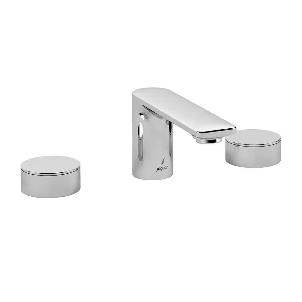 Jaquar Laguna Quarter Turn Basin Mixer Tap with Casted Spout & Round Handle 3-Hole Silver Stainless Steel for Home Use, LAG-CHR-91189CSR