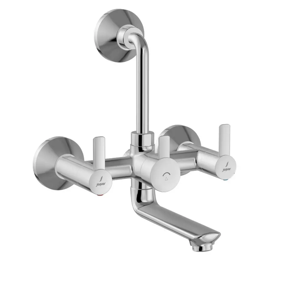 Jaquar Fusion Prime Wall Mixer Tap with Provision & Long Bend Pipe & Connecting Leg 115 mm Silver Stainless Steel for Home Use, FUP-CHR-29273PM
