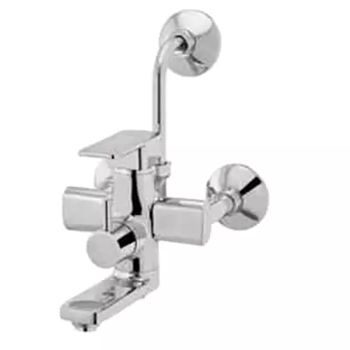 CERA F1005413 Ruby Silver Brass Chrome Finish Hand Shower & Overhead Shower Wall Mixer