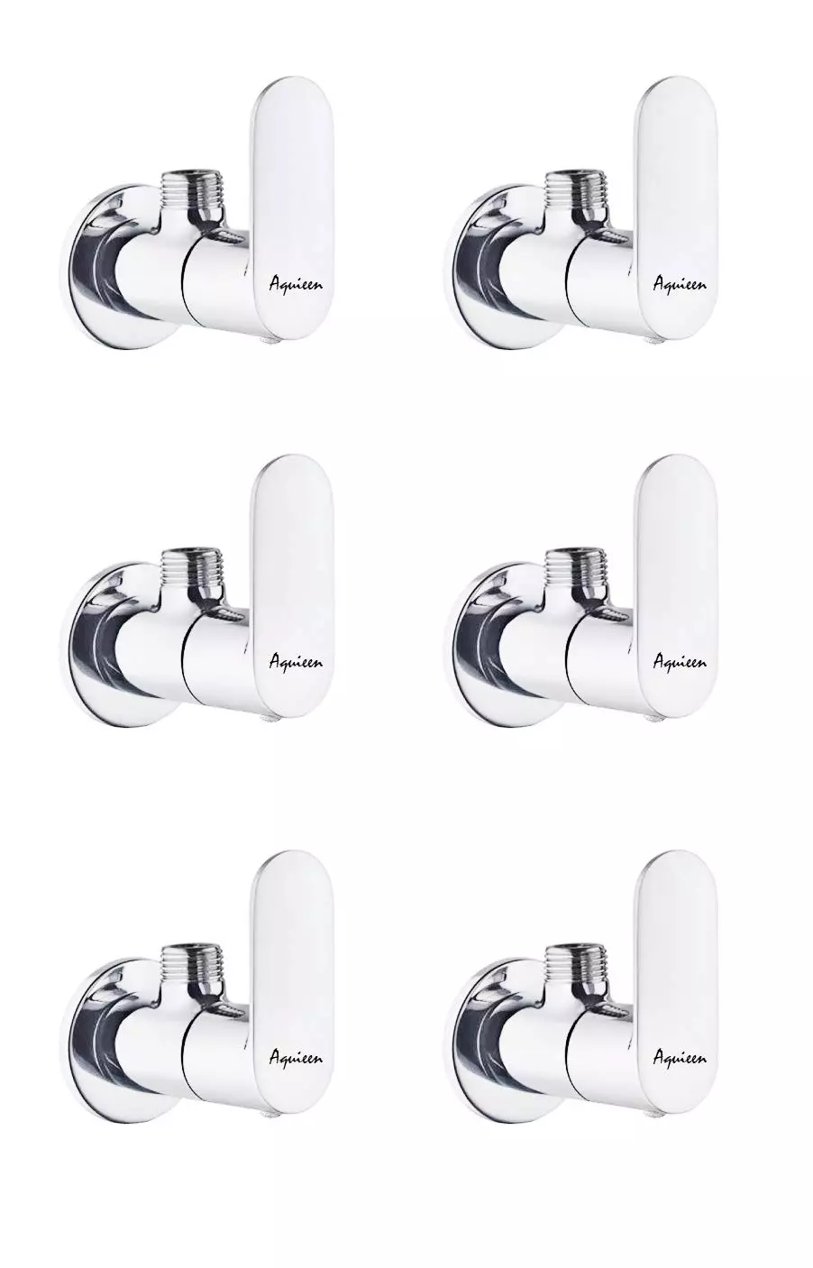 Aquieen Cuff Brass Silver Angle Stop Valve Pack of 6 Piece