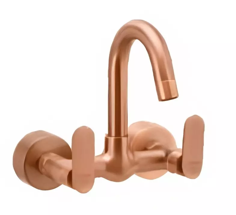 Buy CERA Brooklyn Quarter Turn Dual Lever Wall Mount Sink Mixer Antique Copper, F1018501AC from Industrybuying.com