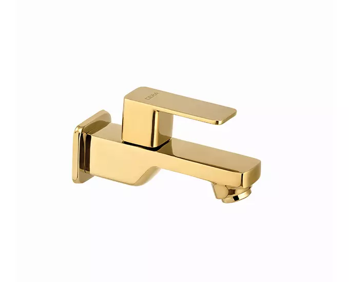 CERA Ruby Single Lever Wall Mount Bib Cock with Wall Flange and Aerator French Gold, F1005151FG