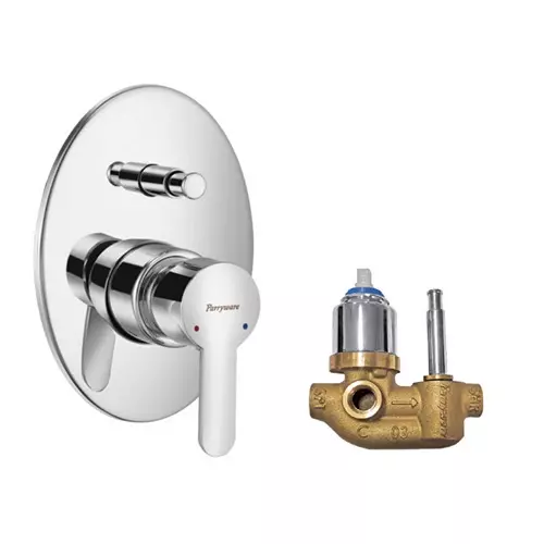 Parryware Claret Bottom Lever 2 Way Diverter with Concealed Chrome, G5285A1+G4887A1 (Pack of 2 Piece)