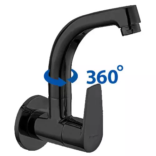 Aquieen Sink Tap Brass with Wall Flange Black, AQN 728