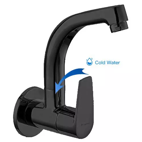 Aquieen Sink Tap Brass with Wall Flange Black, AQN 728