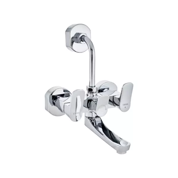 CERA Perla Quarter Turn Three Lever Wall Mount Wall Mixer with 210 mm Long Bend Pipe, F1012401