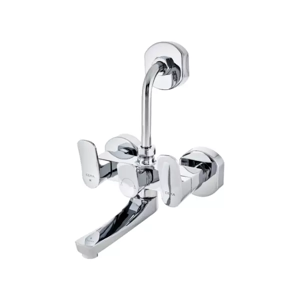 CERA Perla Quarter Turn Three Lever Wall Mount Wall Mixer with 210 mm Long Bend Pipe, F1012401