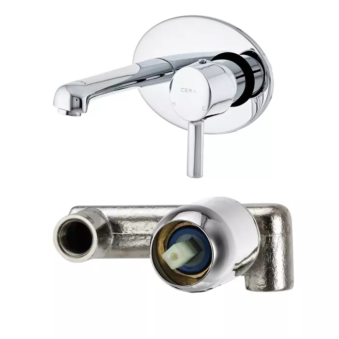 CERA Ripple Basin Mixer Exposed Part and Concealed Part, F1017473 + F4065102 (Set of 2 Pcs)
