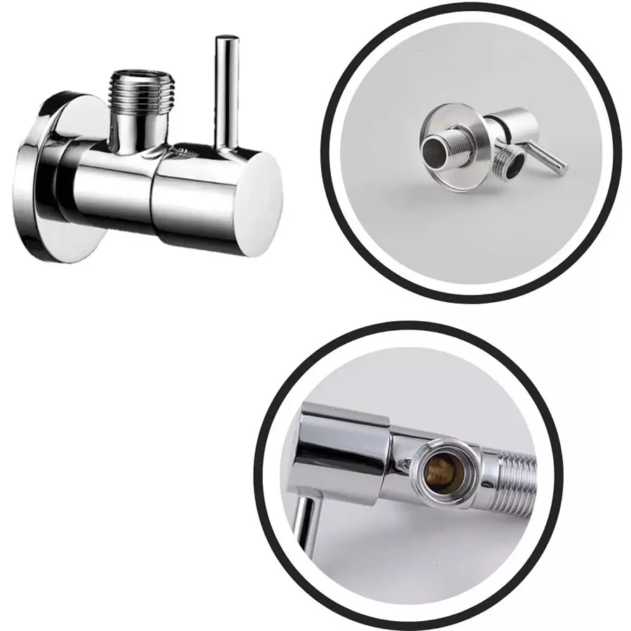 Fastgear Angle Valve Stainless Steel Chrome Finish Silver, FG3315 (Pack of 4)