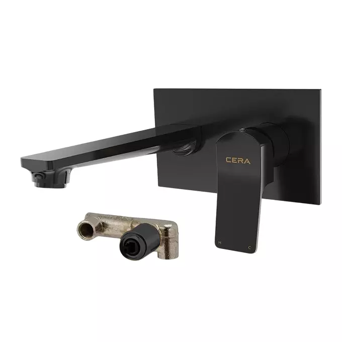 CERA Sylvina Basin Mixer Single Lever Exposed & Concealed Part PVD Finish Black Matte, F1021474BM + F4065103BM