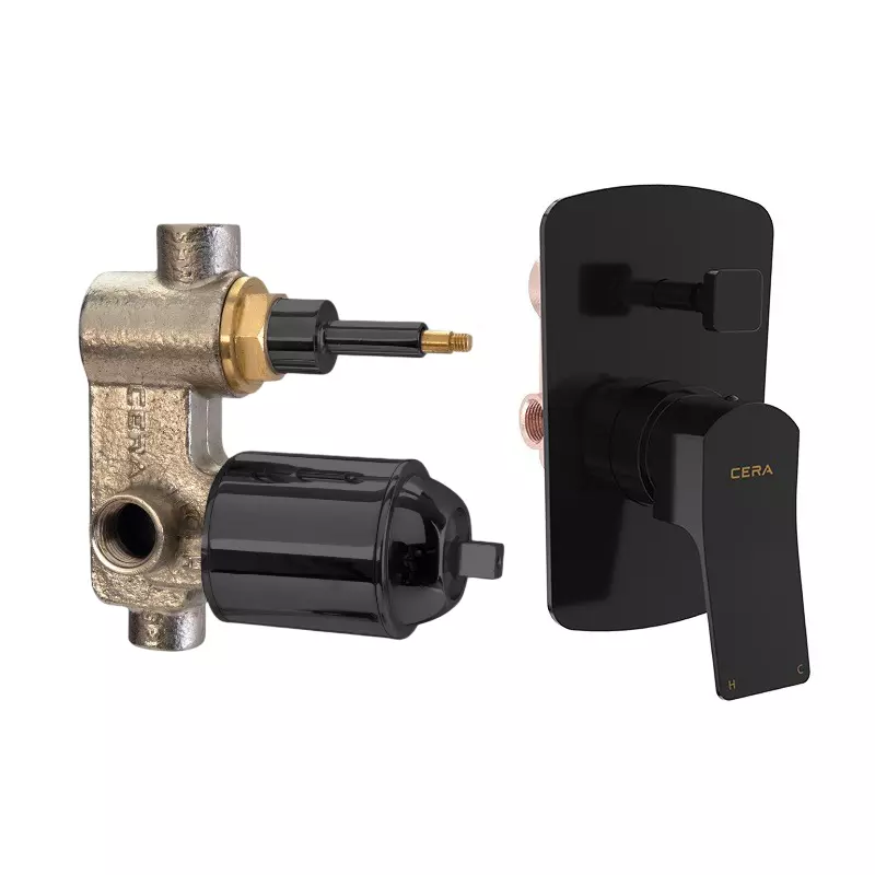 CERA Sylvina Diverter System Single Lever Exposed & Concealed Part PVD Finish Black Matte, F1021721BM + F4030101BM