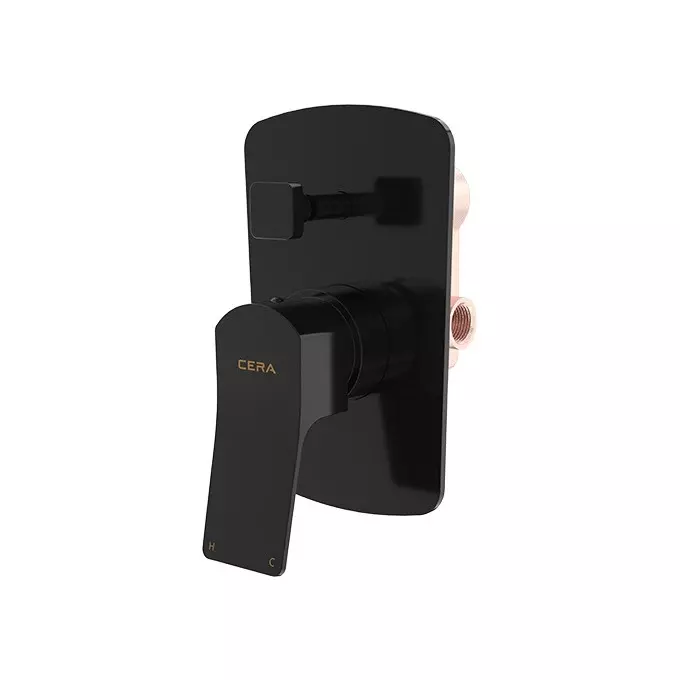 CERA Sylvina Diverter System Single Lever Exposed & Concealed Part PVD Finish Black Matte, F1021721BM + F4030101BM