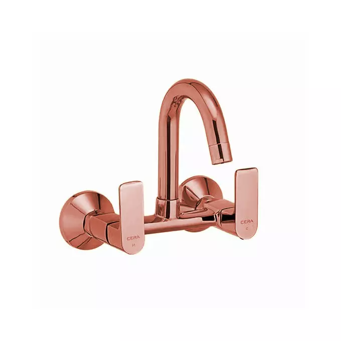 CERA RUBY Basin Mixer Quarter Turn Wall Mount PVD Finish Rose Gold, F1005502RG