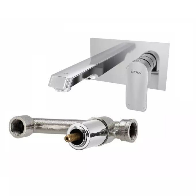 CERA CHELSEA Basin Mixer Diverter Single Lever Exposed Part + Concealed Part Wall Mount Chrome, F1016474+F4065103