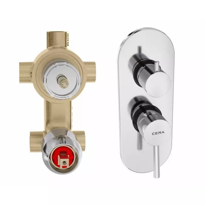 CERA FOUNTAIN Diverter System Single Lever Exposed Part + Concealed Part Wall Mount Chrome, F2013732+F4070202