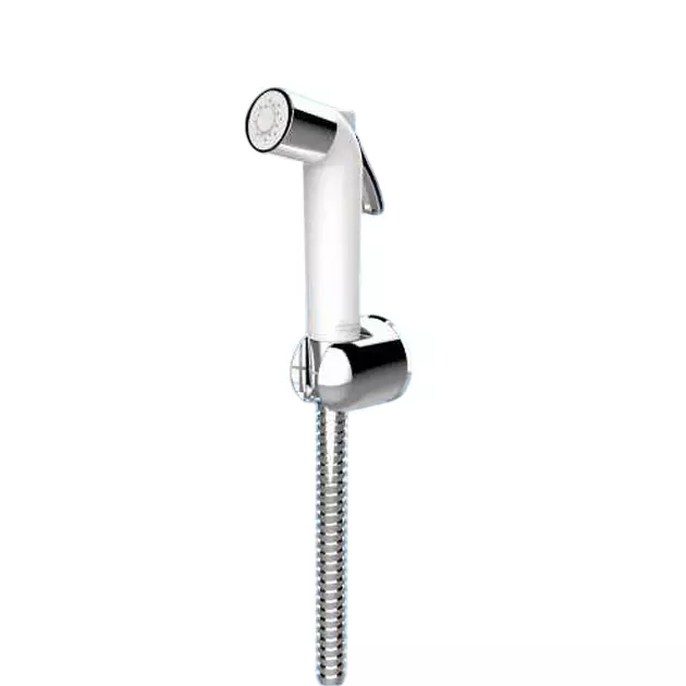 SUPREME 2-in-1 Faucet PVC Wall Mount with Stainless Steel Hose, White & Silver