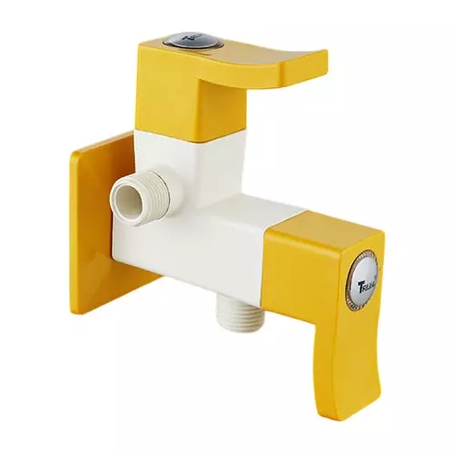 TRIJAL Guppy Pluse Two Way Angle Cock With Flange White, Gold 15 mm Thread & 20 mm Spindle, GPP-105 (Pack of 16)