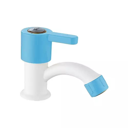 TRIJAL Dolphin Plus Pillar Cock White, Blue 15 mm Thread & 20 mm Spindle, DPP-103 (Pack of 24)
