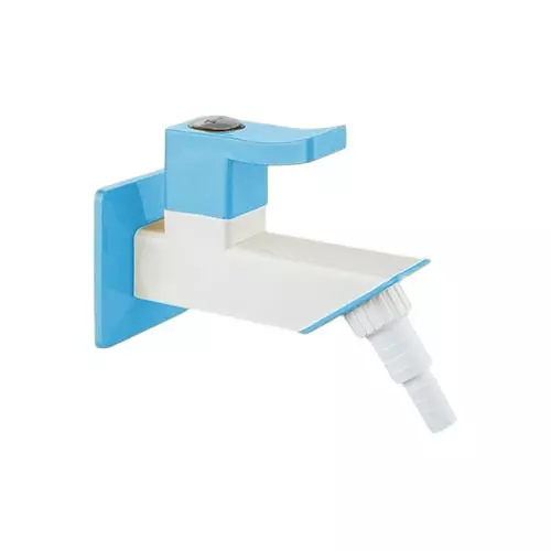 TRIJAL Guppy Pluse Bib Cock Nozzle With Flange White, Blue 15 mm Thread & 20 mm Spindle, GPP-104 (Pack of 24)