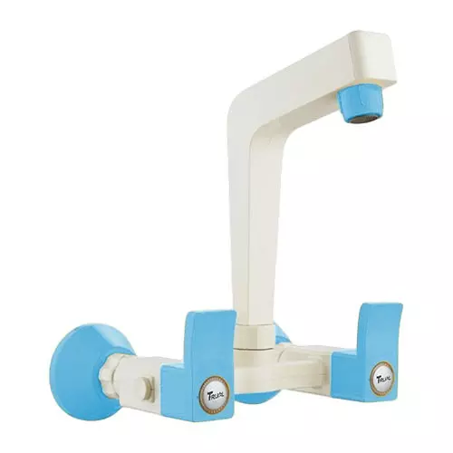 TRIJAL Guppy Pluse Sink Mixer Premium With Fiange White, Blue 15 mm Thread & 20 mm Spindle, GPP-114 (Pack of 12)