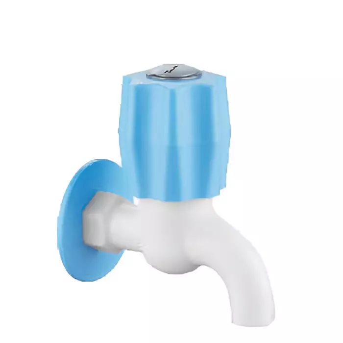 TRIJAL Lion Bib Cock with Flange White, Blue, LIO-100 (Pack of 48)