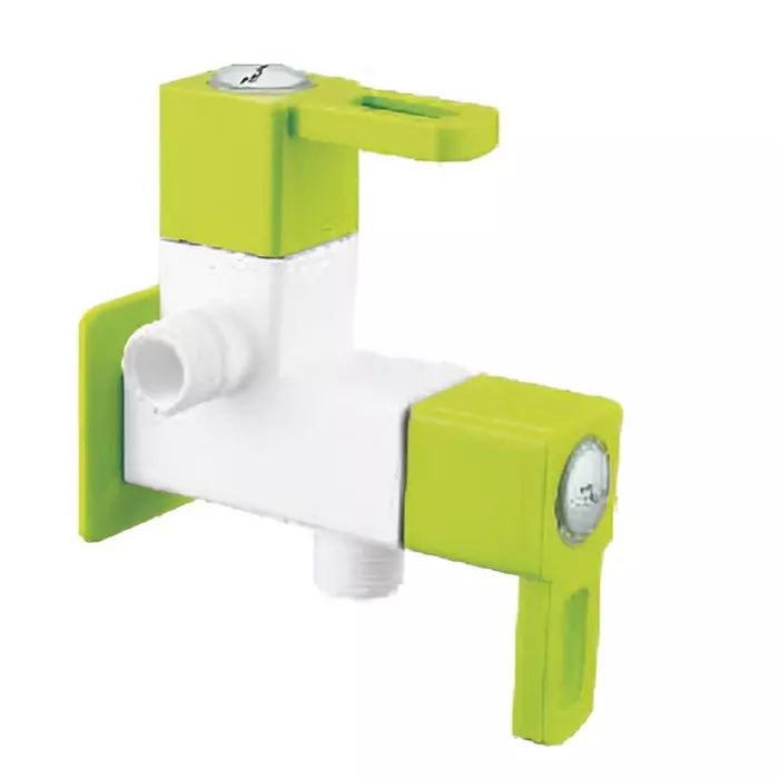 TRIJAL Star Plus Two Way Angle Cock with Flange White, Green, STP-105
