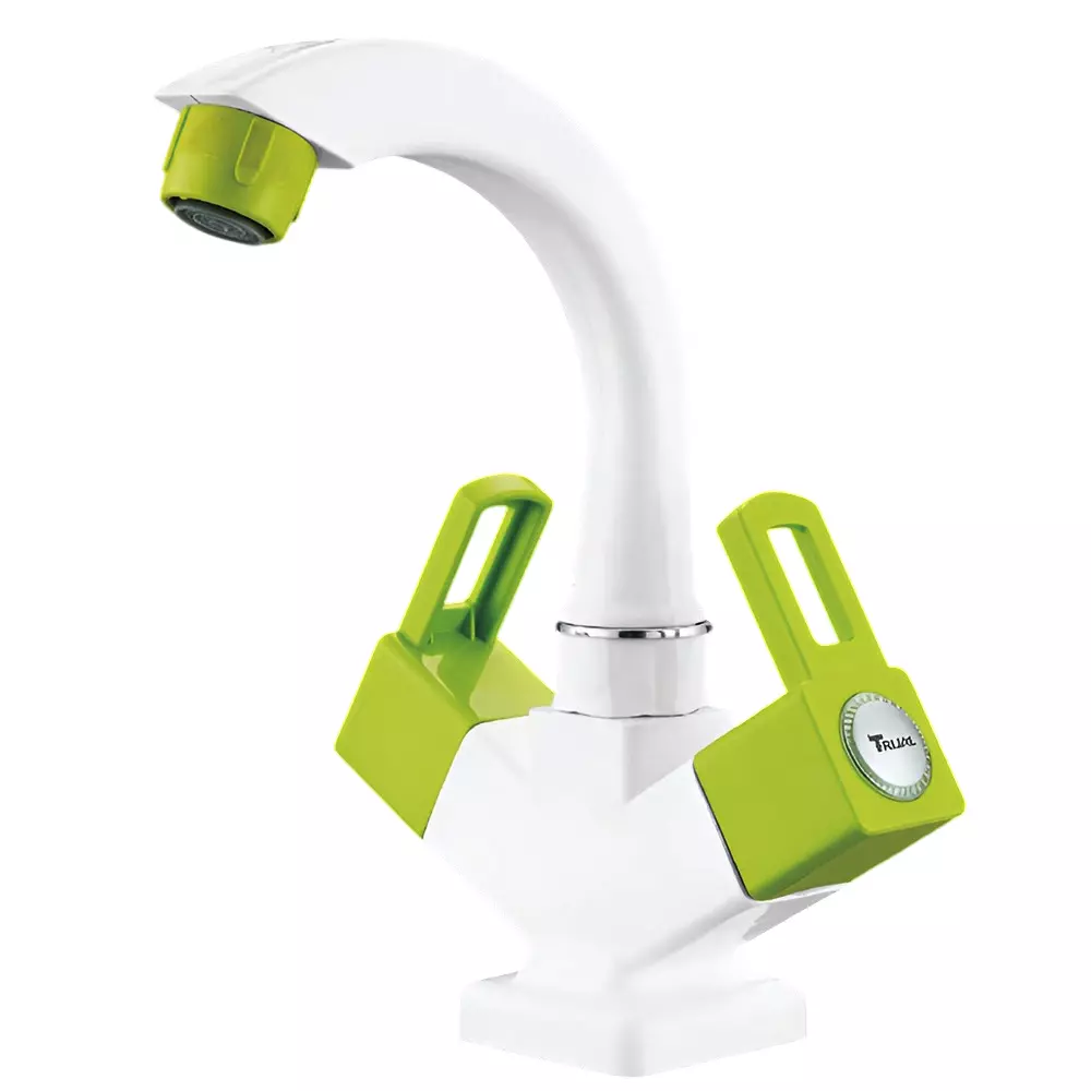 TRIJAL Star Plus Center Hole Basin Mixer White, Green, STP-117