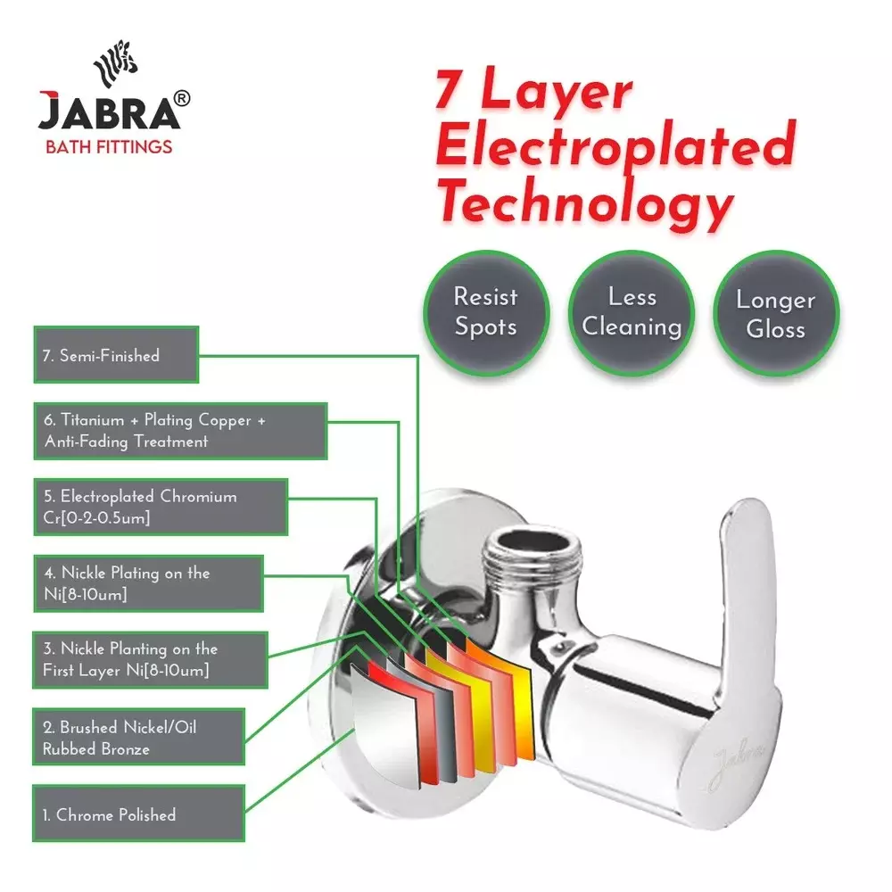 Jabra Angle Cock (M) Aqua Series Brass Chrome Finish Wall Mount Silver